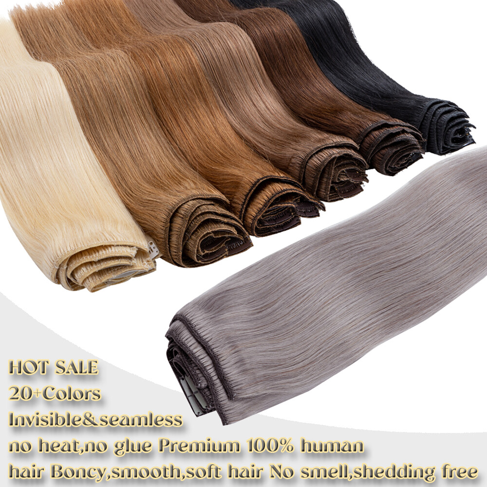 Extra Thick Double Weft Remy 100% Human Hair Extensions Clip In 200g Full Head