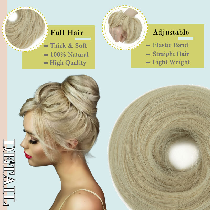 Women Girls Donut Hair Scrunchie Natural Easy Bun Hairpiece Messy Updo Extension