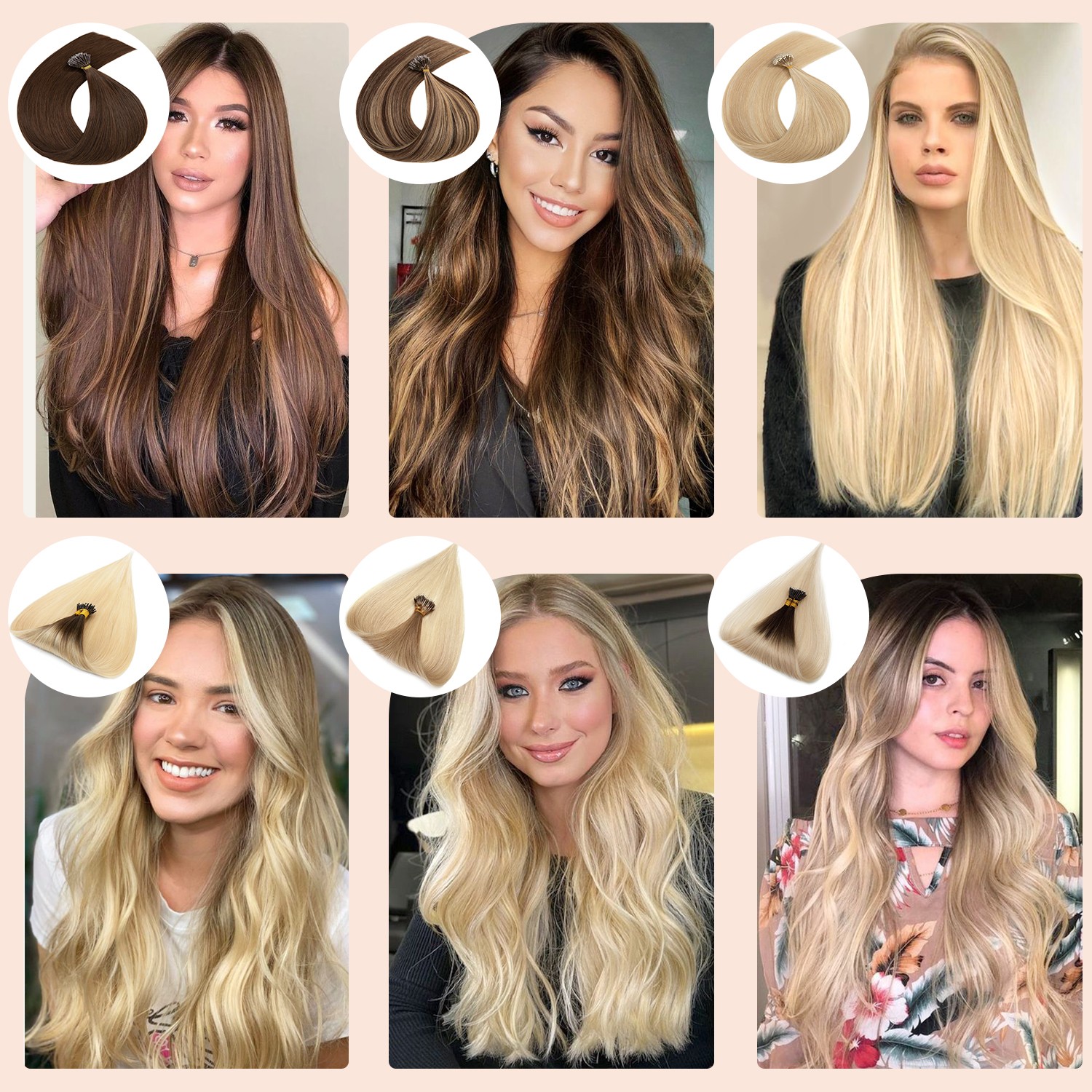 50G-100G Nano Ring Loop Real Human Remy Hair Extensions Micro Bead Tip Full Head