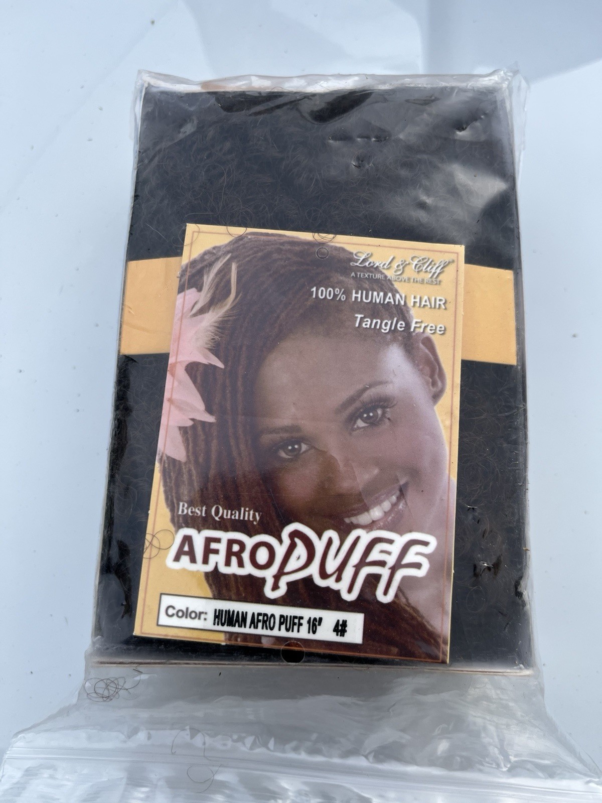Lord & Cliff Human Hair Afro Puff Hairpiece Drawstring Puff Cap 16in Black
