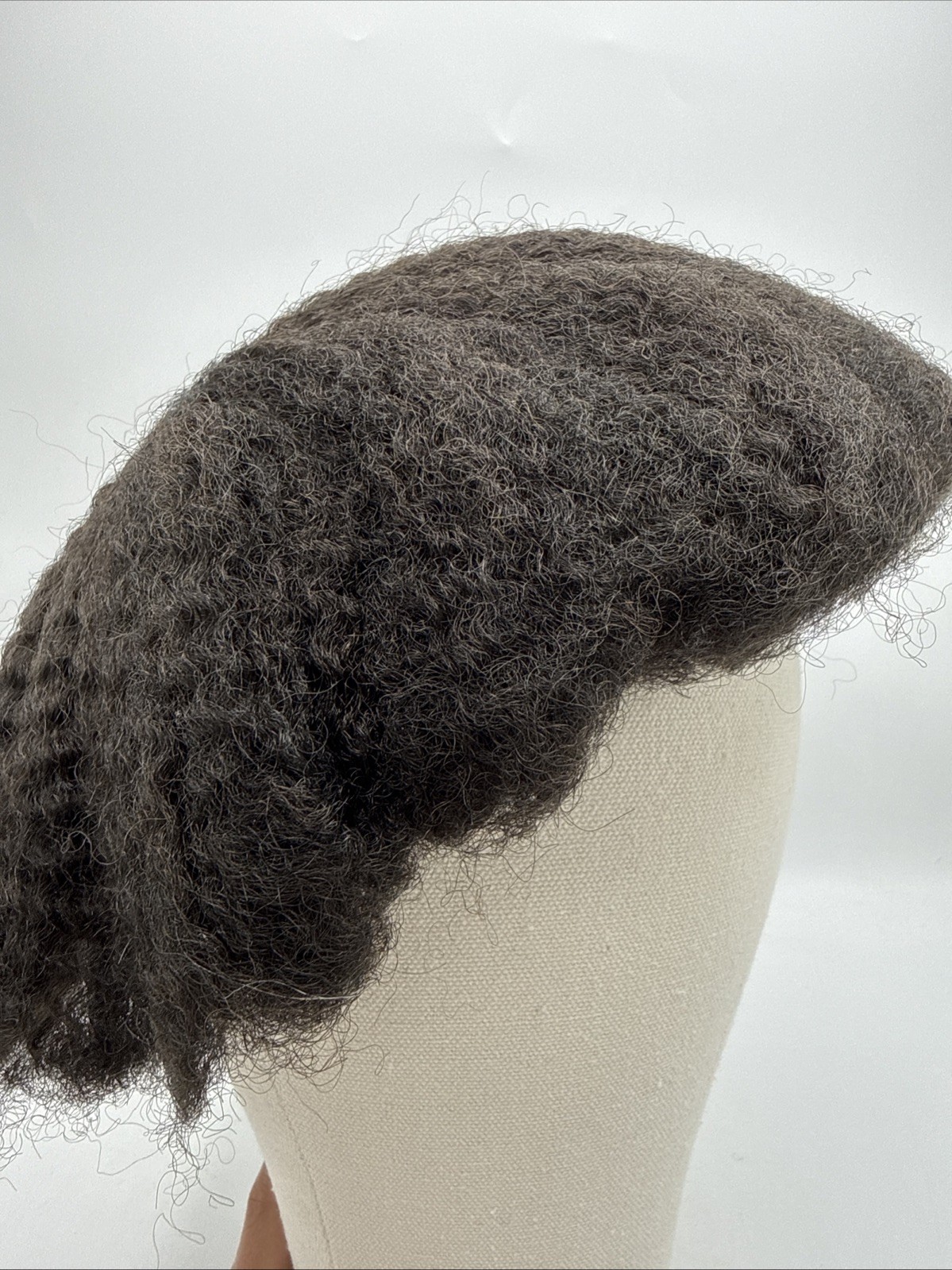 Afro Toupee 4MM Curly Kinky Hair 7.5×9.5 inch Hairpiece # 1B Black NEW!