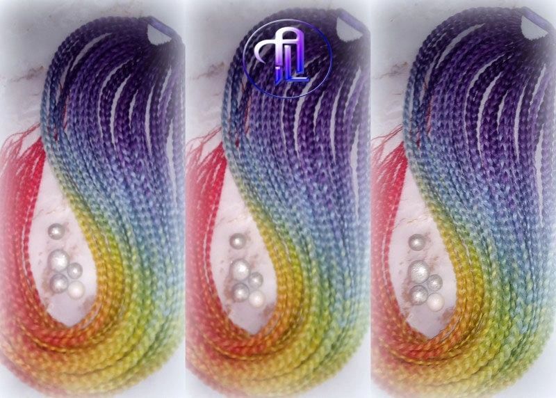 Ponytail Hair Fall Extensions Ombre Rainbow Purple Blue braids hair scrunchy