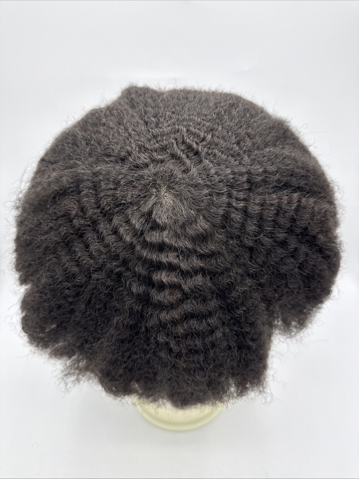 Afro Toupee 4MM Curly Kinky Hair 7.5×9.5 inch Hairpiece # 1B Black NEW!