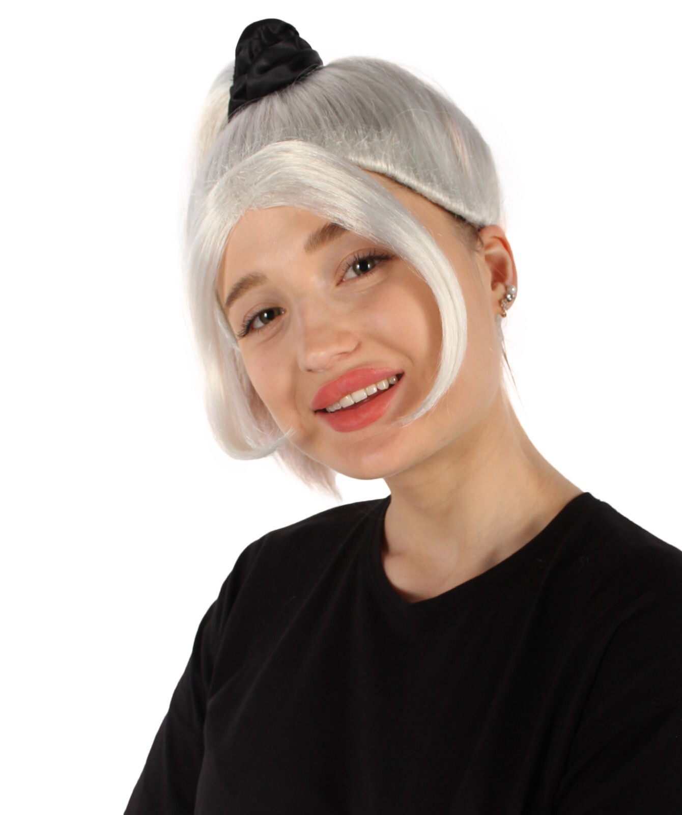 Adult Women’s White Rose Ponytail Wig, Best for Halloween, HW-7109