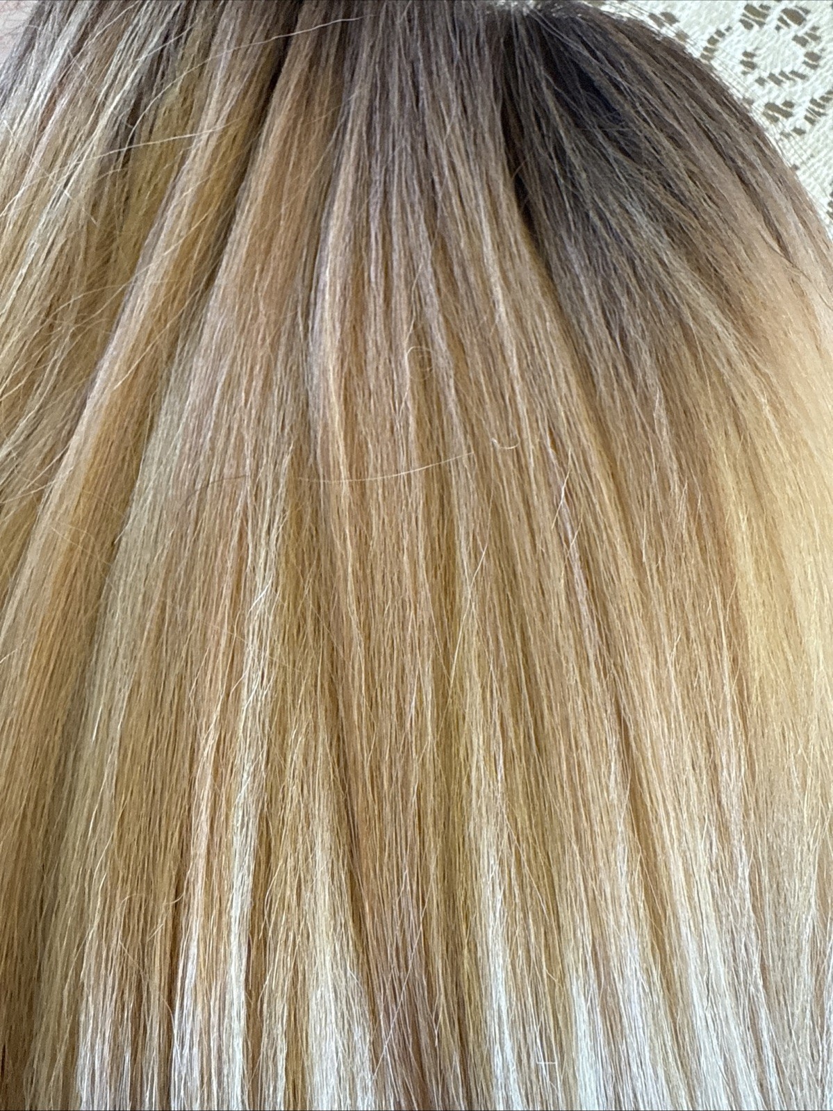 Human Hair Rooted Blonde Lace Front Wig Standard 13 Remy Touch Gold Pink