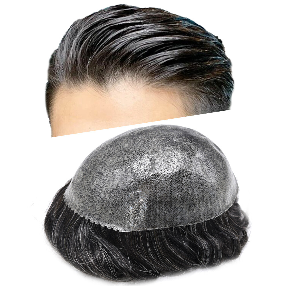 MensToupee Human HairReplacement Full Poly Skin Injected PU System Wig for MenUS