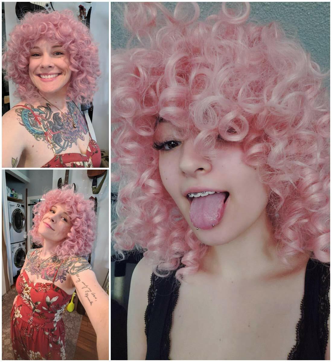 Short Curly Wig with Bangs for Black Women Big Bouncy Fluffy Natural Full Wigs