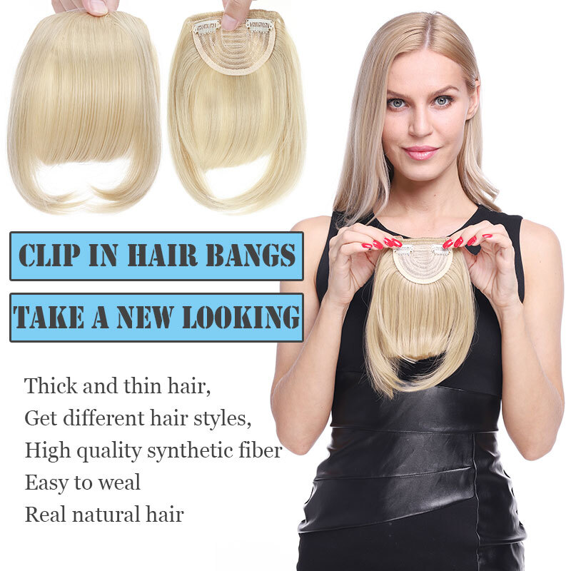 Thick Topper with Fringe Bangs 100% as Human Hair Extensions Clip In Hairpiece