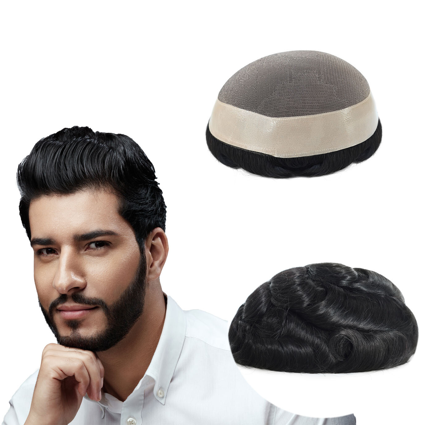 Mens Toupee Human Hair Durable Mono Hair pieces For Gent Men Hairpieces Colored