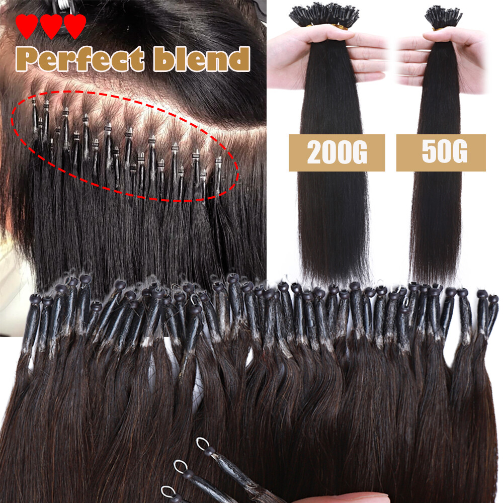 50g-100g Nano Ring Loop Micro Bead Tip Real Human Remy Hair Extensions Full Head
