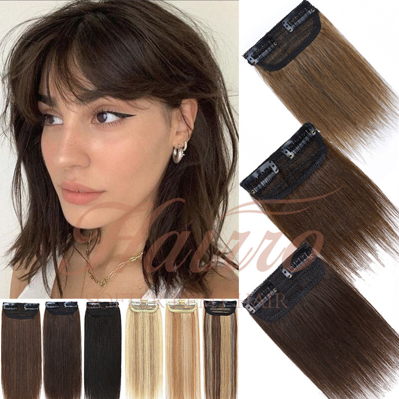 HAIRRO Thick Clip In One Piece Human Hair Topper Side Hairpiece Padding Patch US