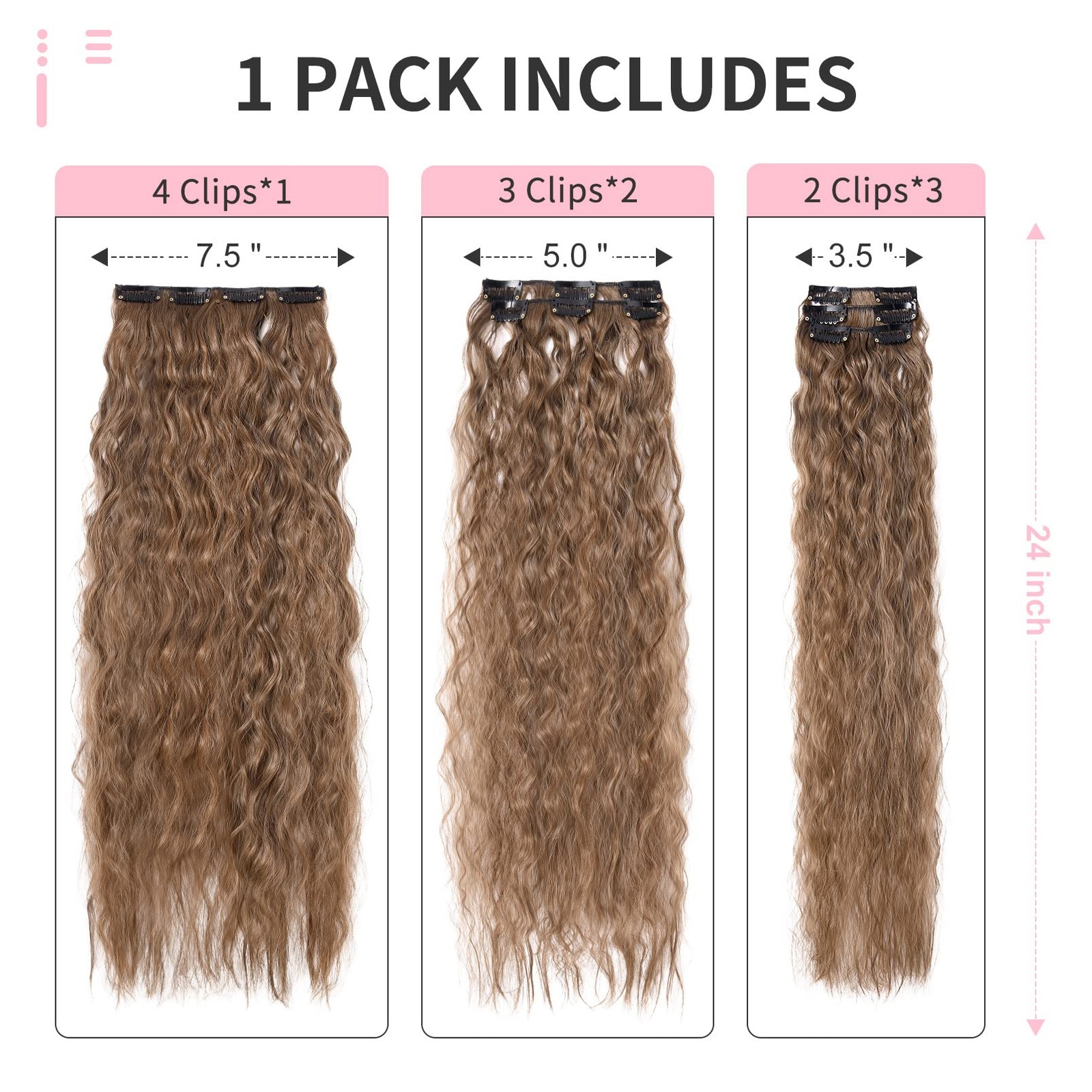 Clip In Hair Extensions,6PCS Hair Extensions Long Mermaid Waves Wavy Syntheti…