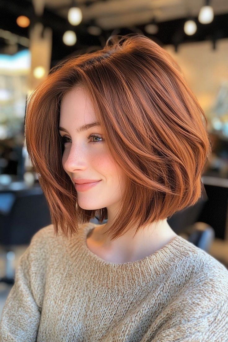 Short Copper Brown Bob Wigs for Women 13×4 Lace Front 100% Human Hair Wigs 8inch