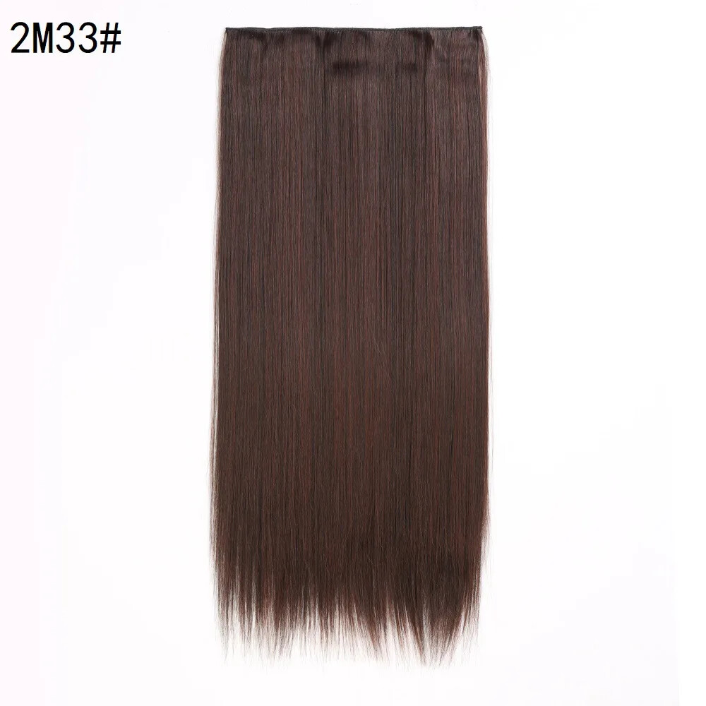 Five-card Clip In Synthetic Long Straight One Piece Hair Extension Seamless Hair
