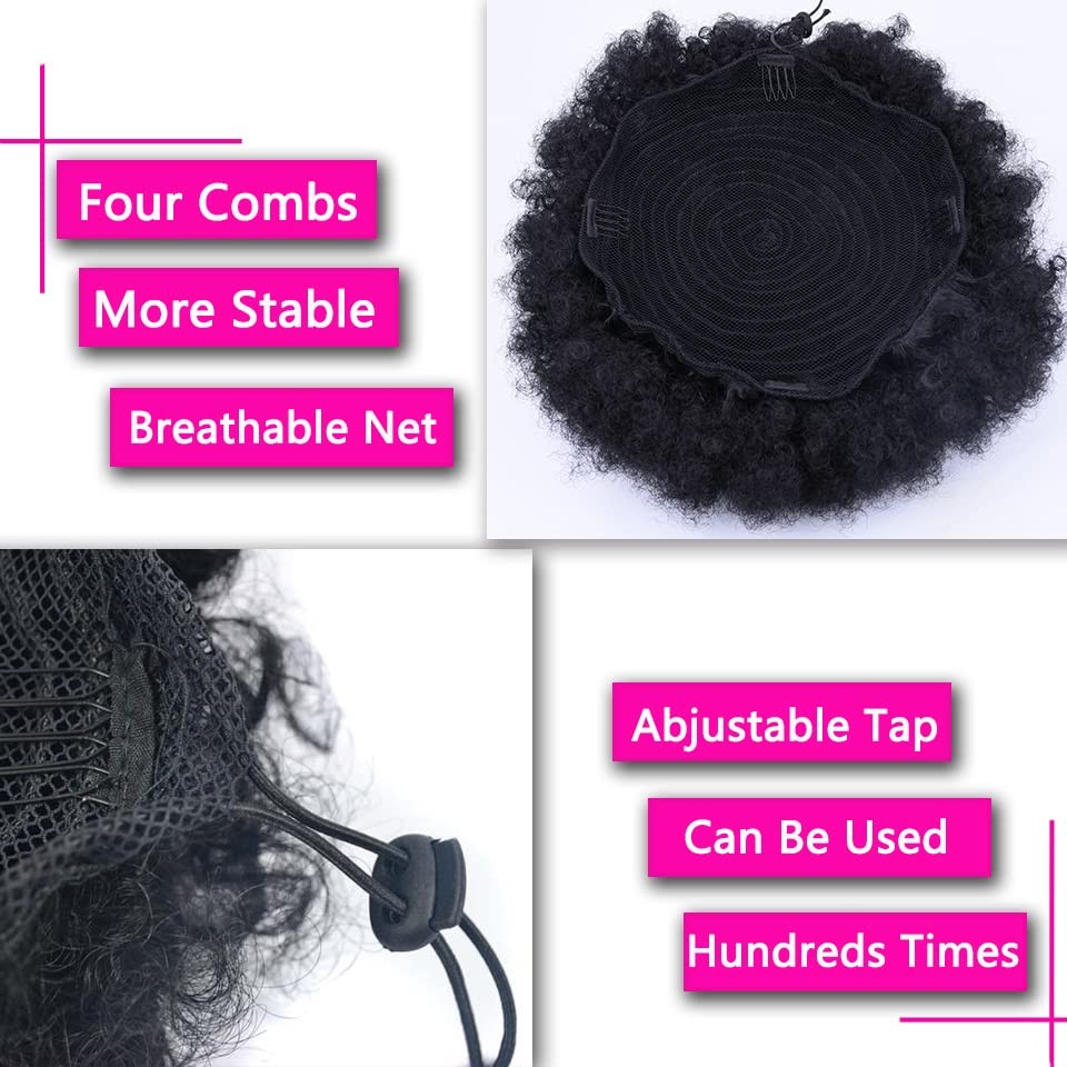 Big Afro Puff Drawstring Ponytail Extensions for Black 4b 4c Afro Kinky Curly…