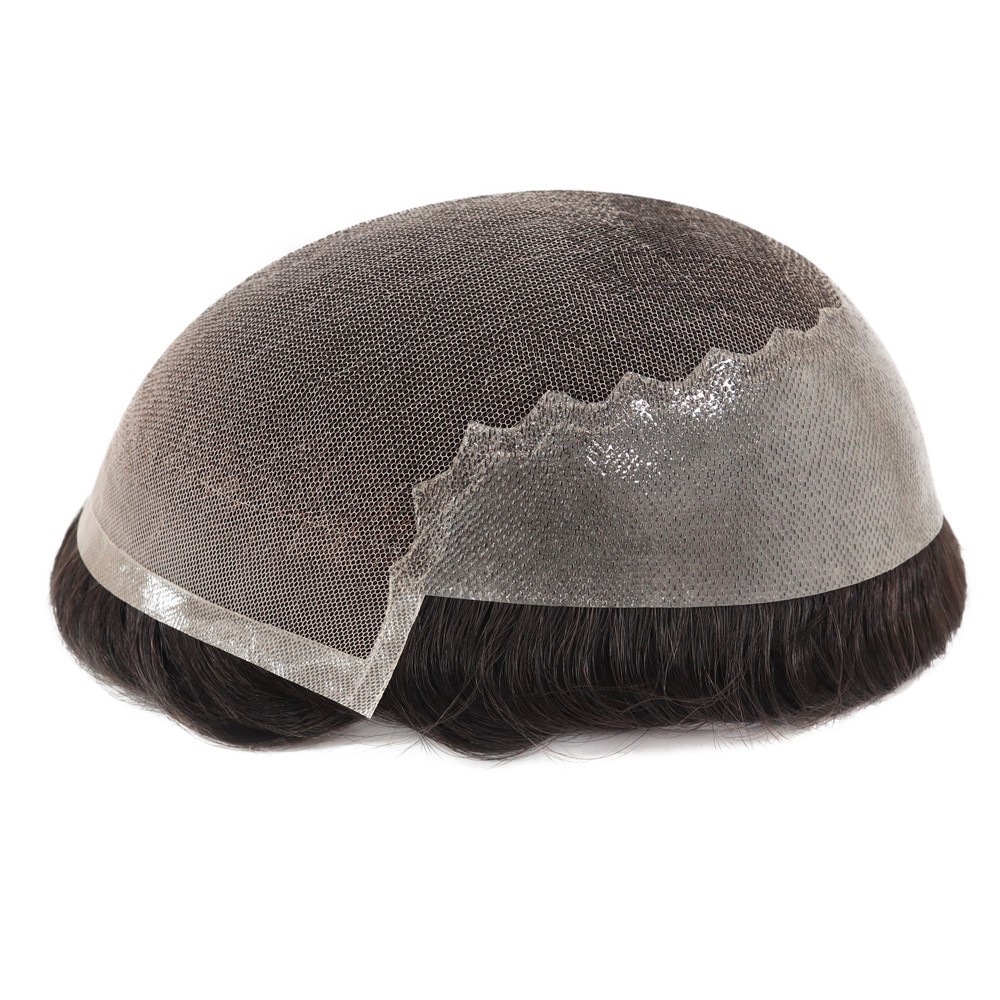 Toupee For Mens Human Hair Replecement System Lace Thin Skin Hairpiece Black 7×9