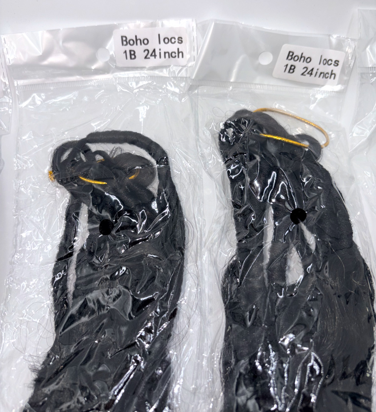 Boho Crochet Hair 24 Inch 7 Packs 9 strands in ea. pkg. 1B Black Curly ends-NEW