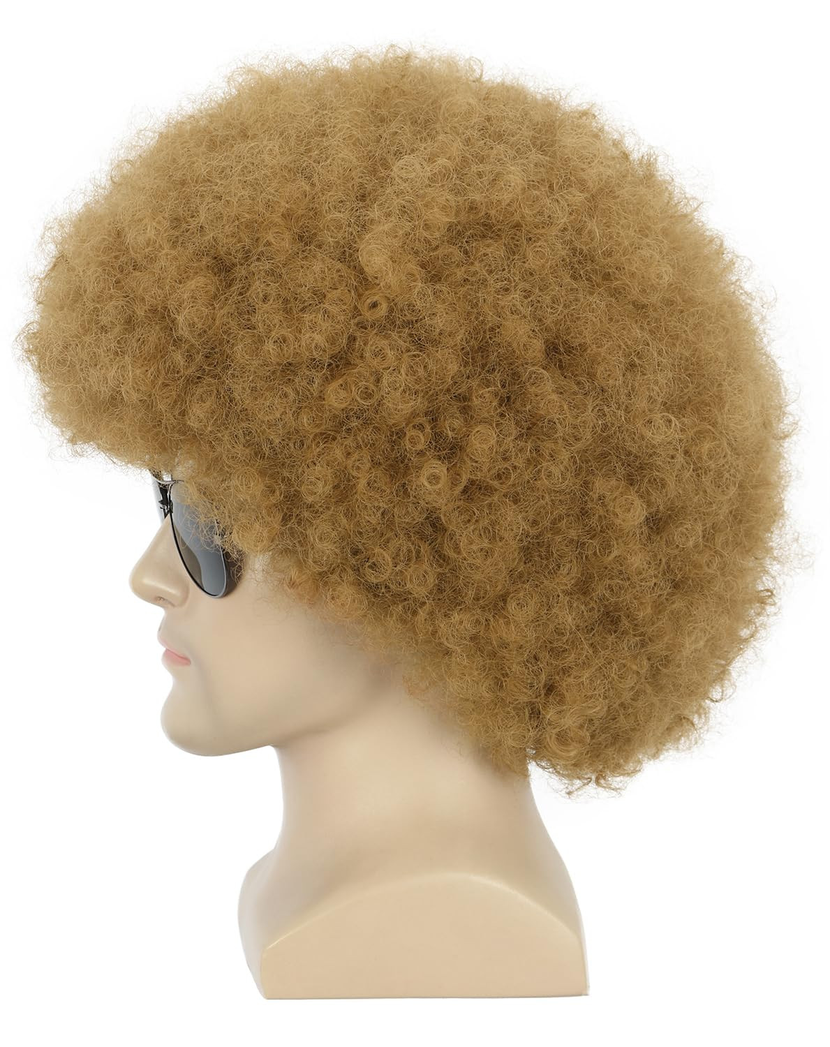 yuehong Short Light Brown Curly Fluffy Disco 70s80s Afro Wig Fancy Funny Soft…