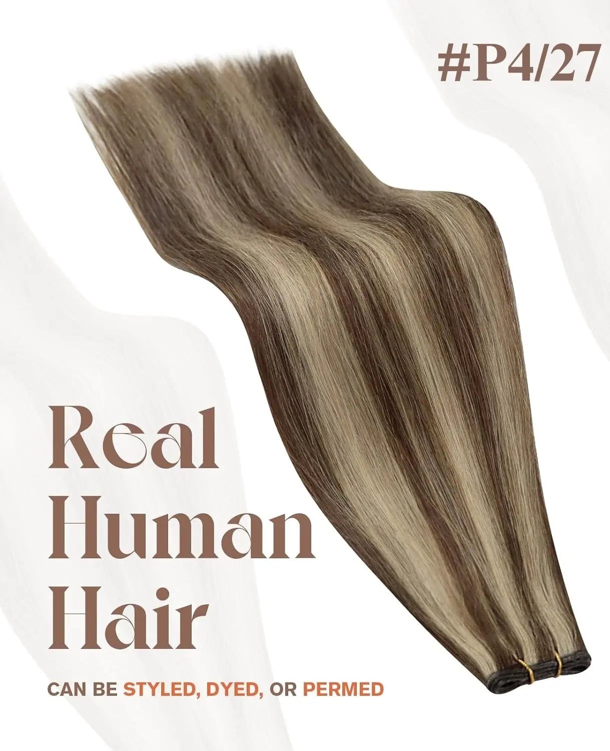 Sunny Hair WEFT 16in Brown to Blonde Human Hair Extensions HW_P4-27_16_100G4