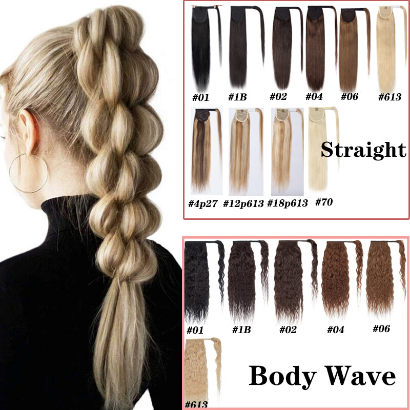 16″18″20″ 8A+ Pony Tail Clip In Wrap Around 100% Remy Human Hair Extensions Long