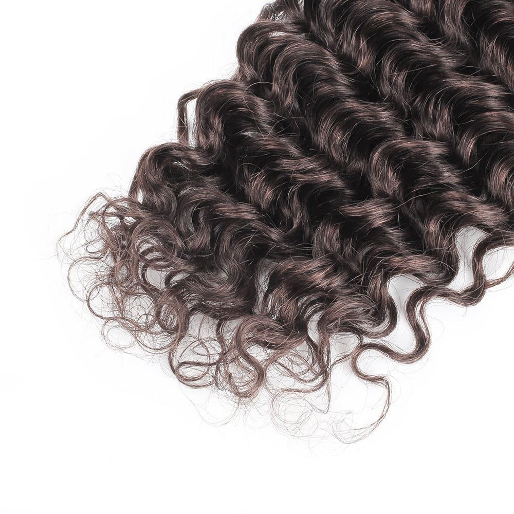 Deep Wave Human Hair Bundles 20 Inch #4 Chocolate Brown Extensions 22 18 Inch
