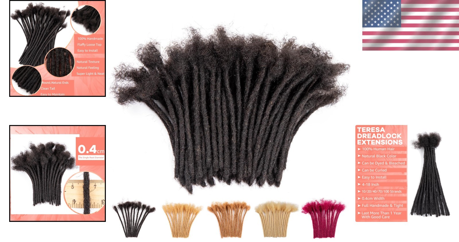 Afro Kinky Dreadlock Extensions 100% Human Hair