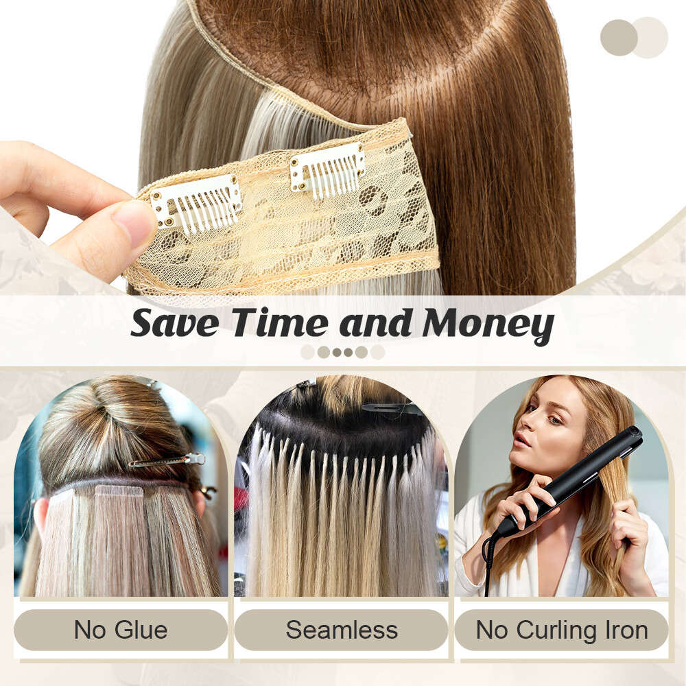 One Piece THICK 100% Real Natural Clip in Hair Extensions 3/4 Full Head as human