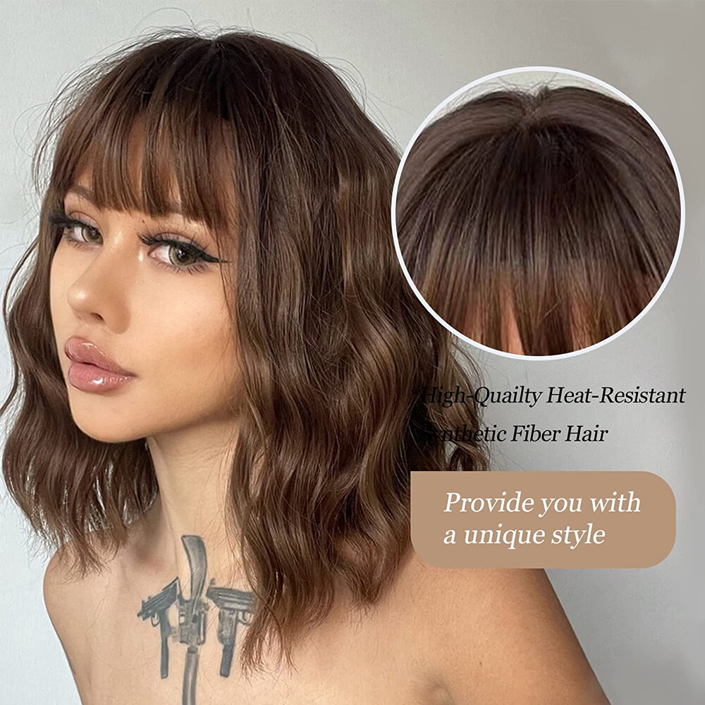 1PCS Ombre Brown Wigs for Women Fashion Shoulder Length Wigs Daily Cosplay Use