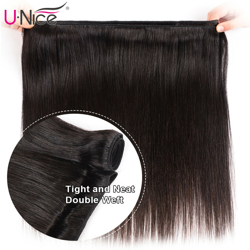 UNice Hair Indian Straight Human Hair Extensions Weaves 1-3 Bundles Weaves Wefts