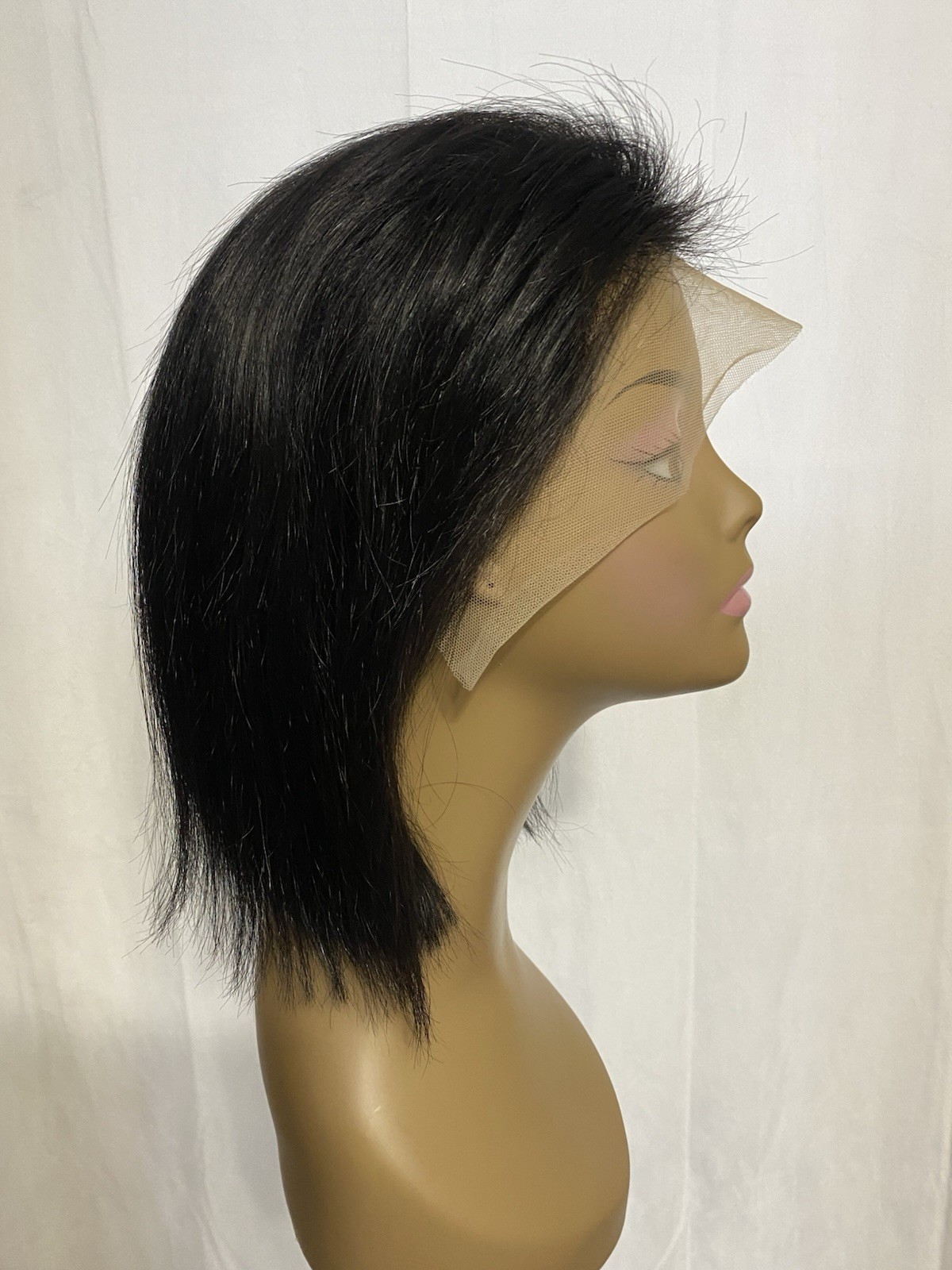 12” Glueless Lace Front Bob Wig 13×4 Pre Plucked Human Hair Black Medium Cap