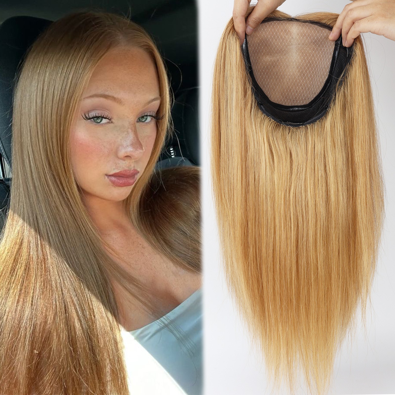 6x6inch Silk Top with PU Around Wig Real Human Hair with Elastic Net Medical Wig