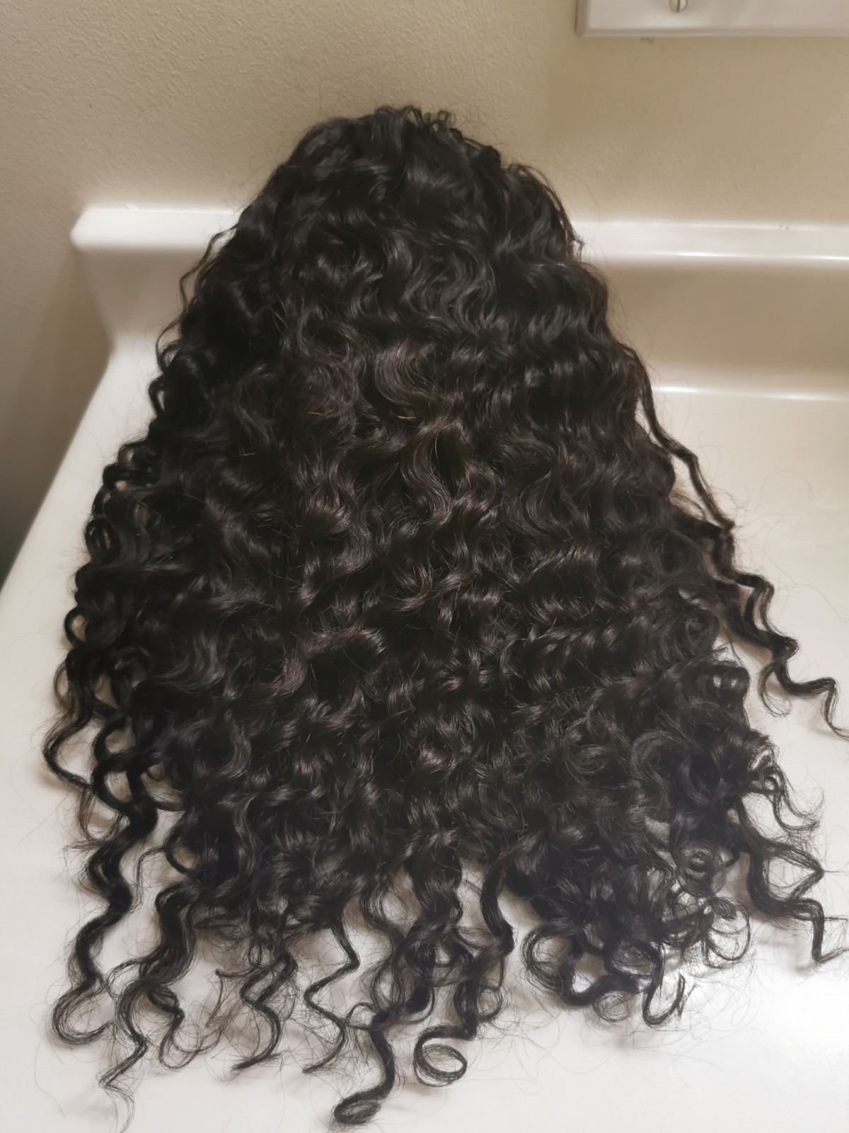 Quality Natural Black Burmese Curly Human Hair Headband Wig 16″