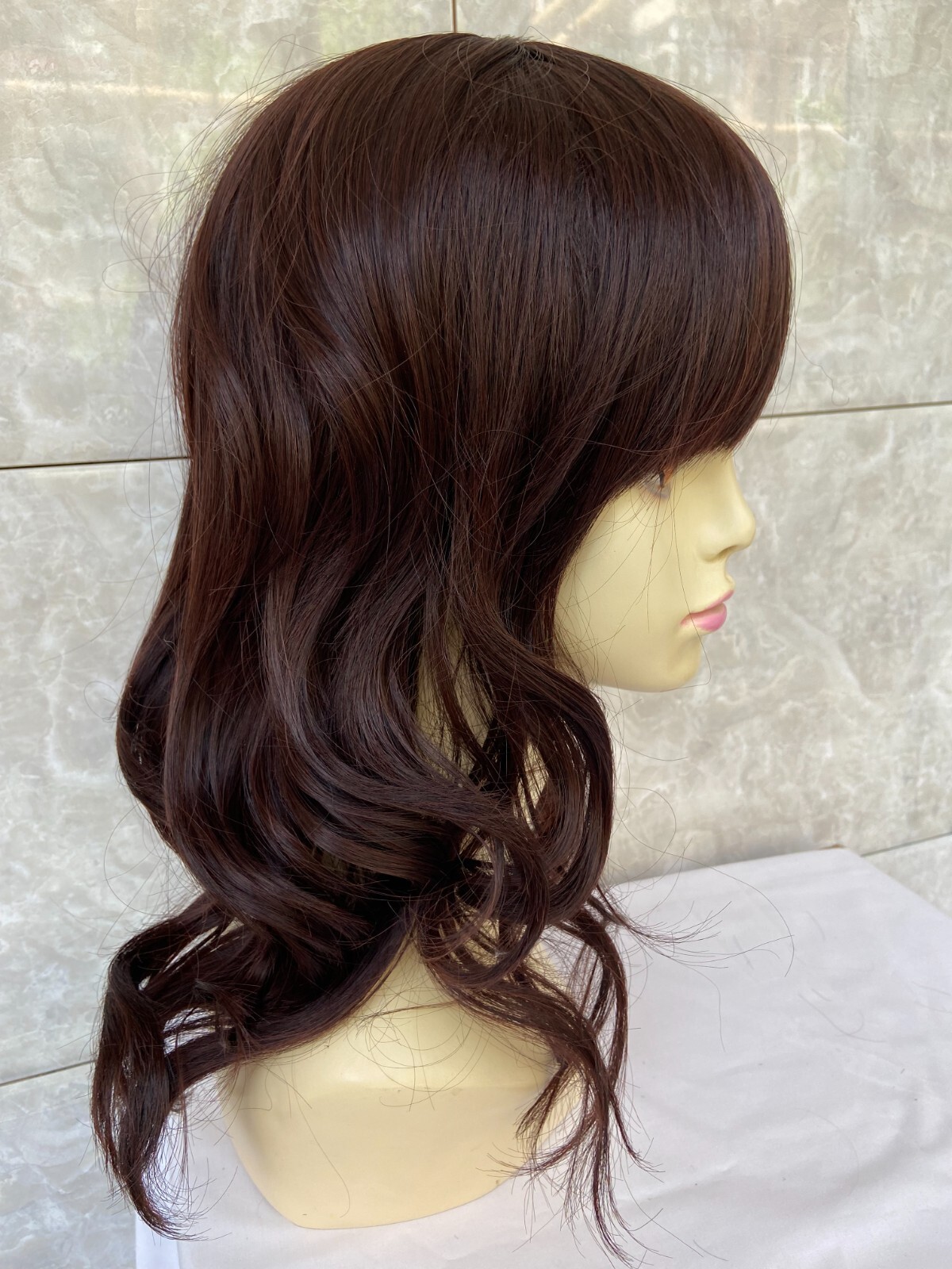 Long Wavy Dark Brown #2/33 Synthetic Hair With Bangs Women Soft Natural