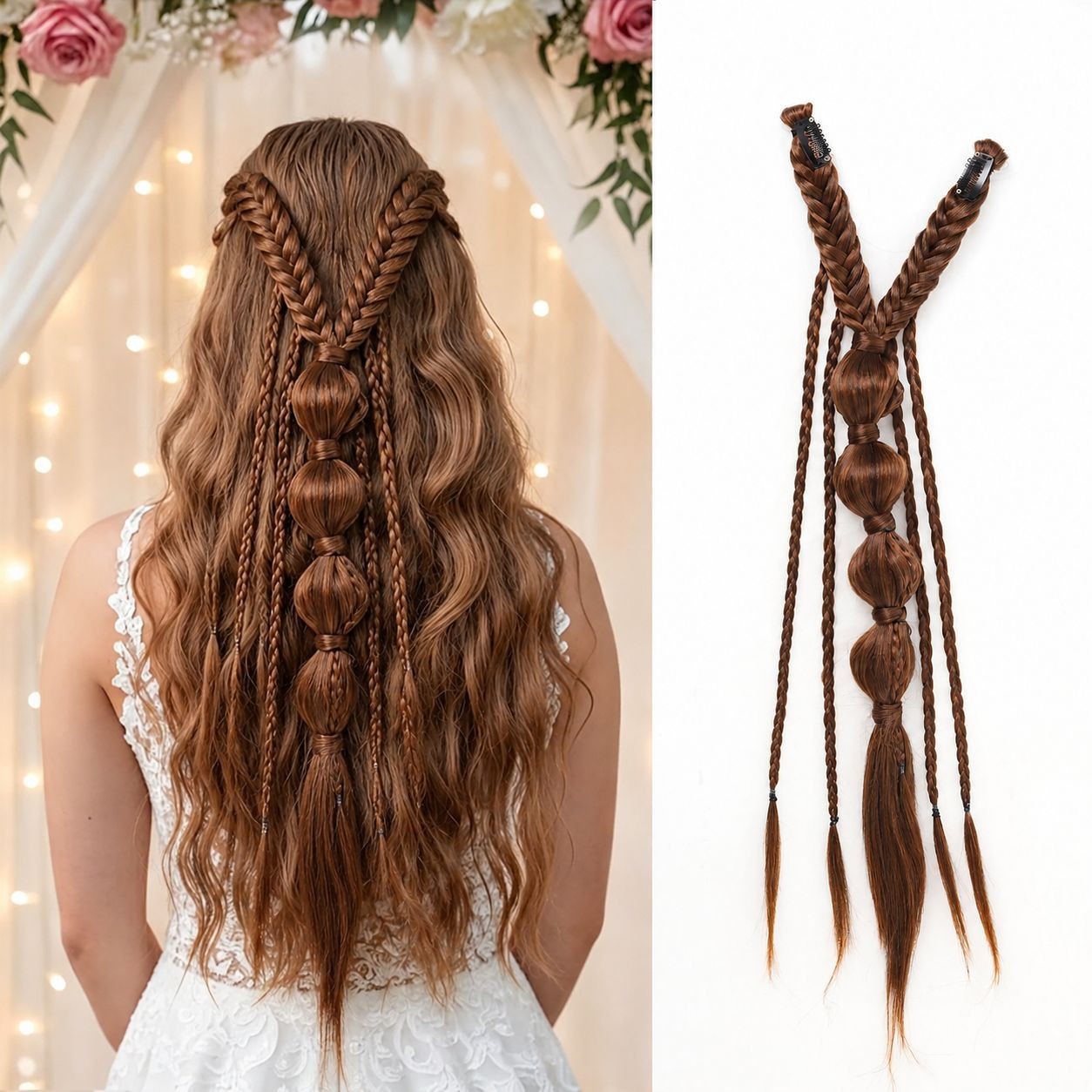 Clip in Braid Hair Extensions Boho Festival Princess Braid Hair Extension Weddin