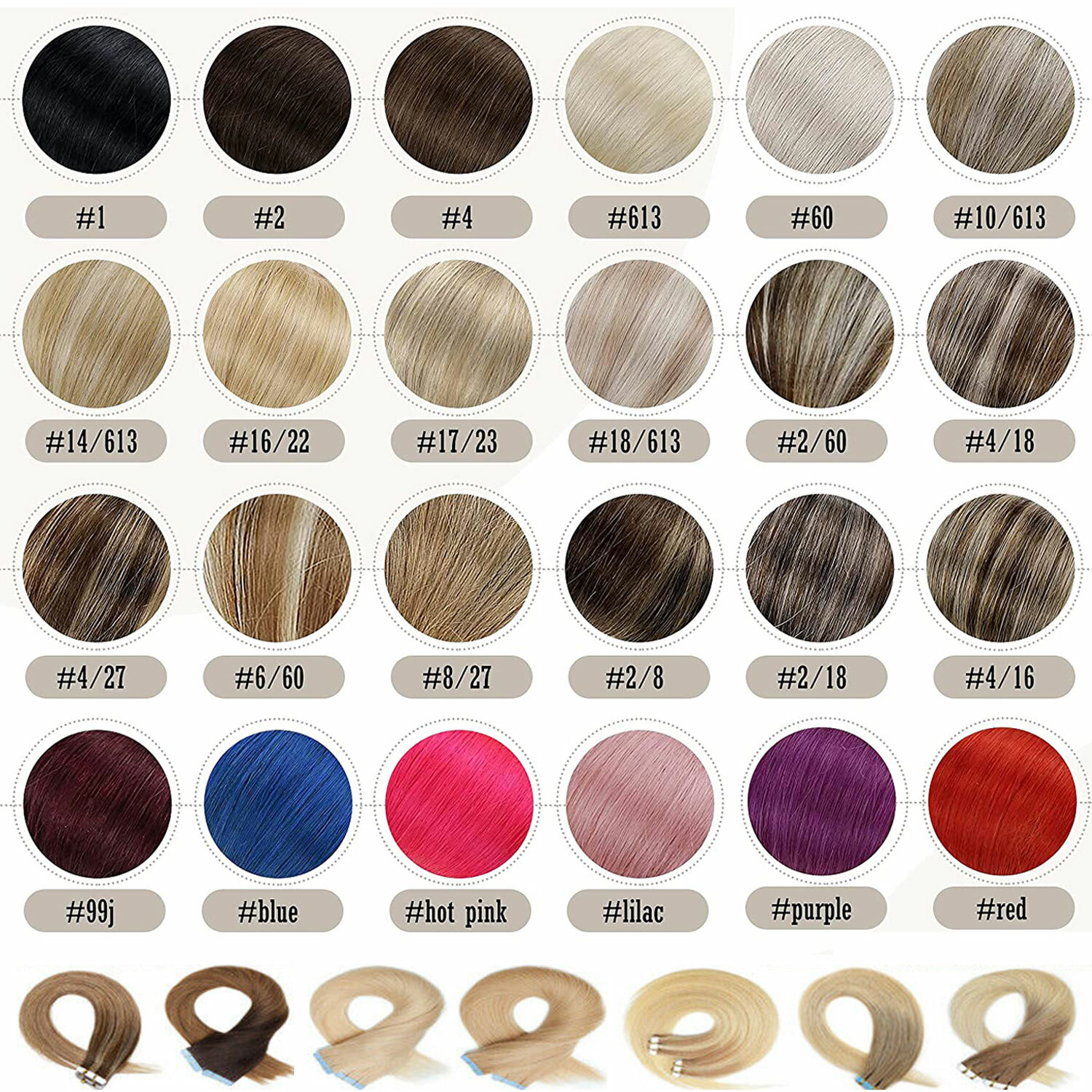 20PCS Mix Tape In 100% Remy Human Hair Extensions Full Head Skin Weft Body Wave