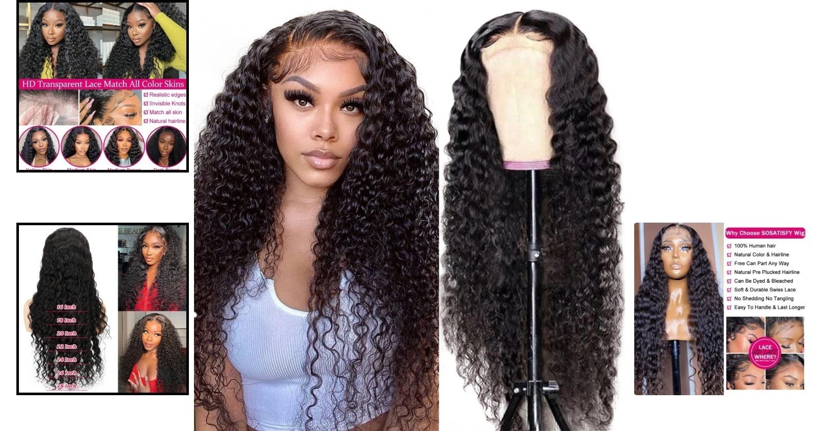 Luxury 20 Inch HD Transparent Deep Wave Wig for Black Women – Glueless Design