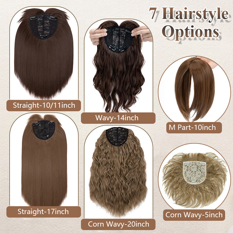 Straight Hair Extensions Topper Clip In Full Head One Piece Toupee Real as Human