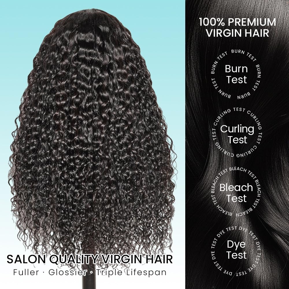 22 Inch HD Lace Front Wig – Water Wave, Glueless, Pre-Plucked, 200 Density Human