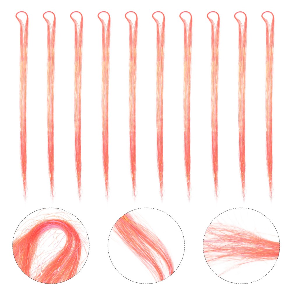 10Pcs Durable Hair Tinsel Kit Watermelon Red Metallic Hair Strands for Women