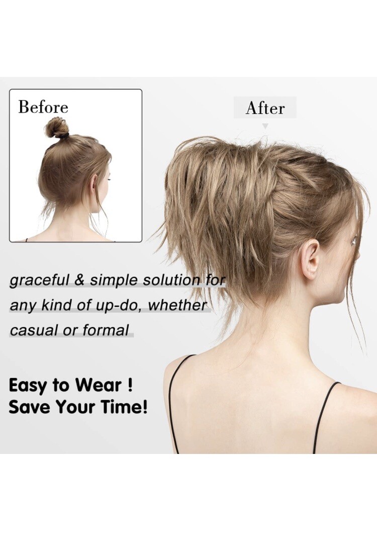 Messy Bun Hair Piece, CJL HAIR Tousled Updo Extensions