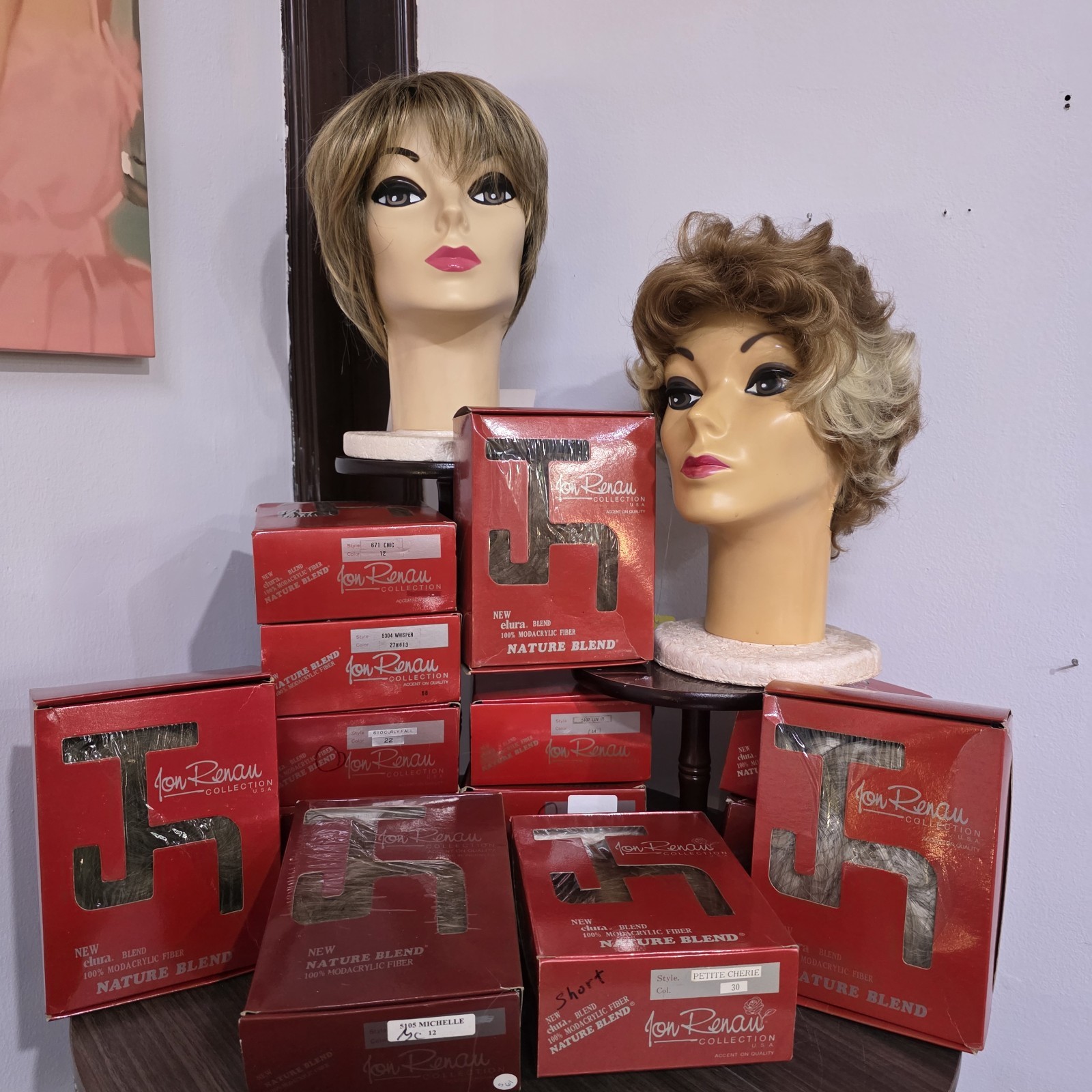 Lot of 15 Vintage Jon Renau Synthetic Wigs – Various Styles and Colors