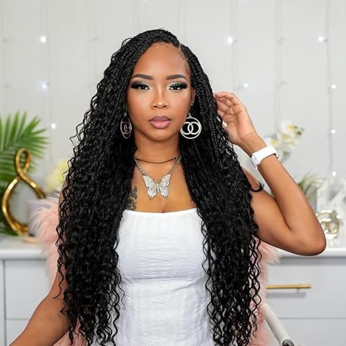 9 Packs Boho Box Braids Crochet Hair 24 Inch Goddess Box 24 Inch（Pack of 9） 1b