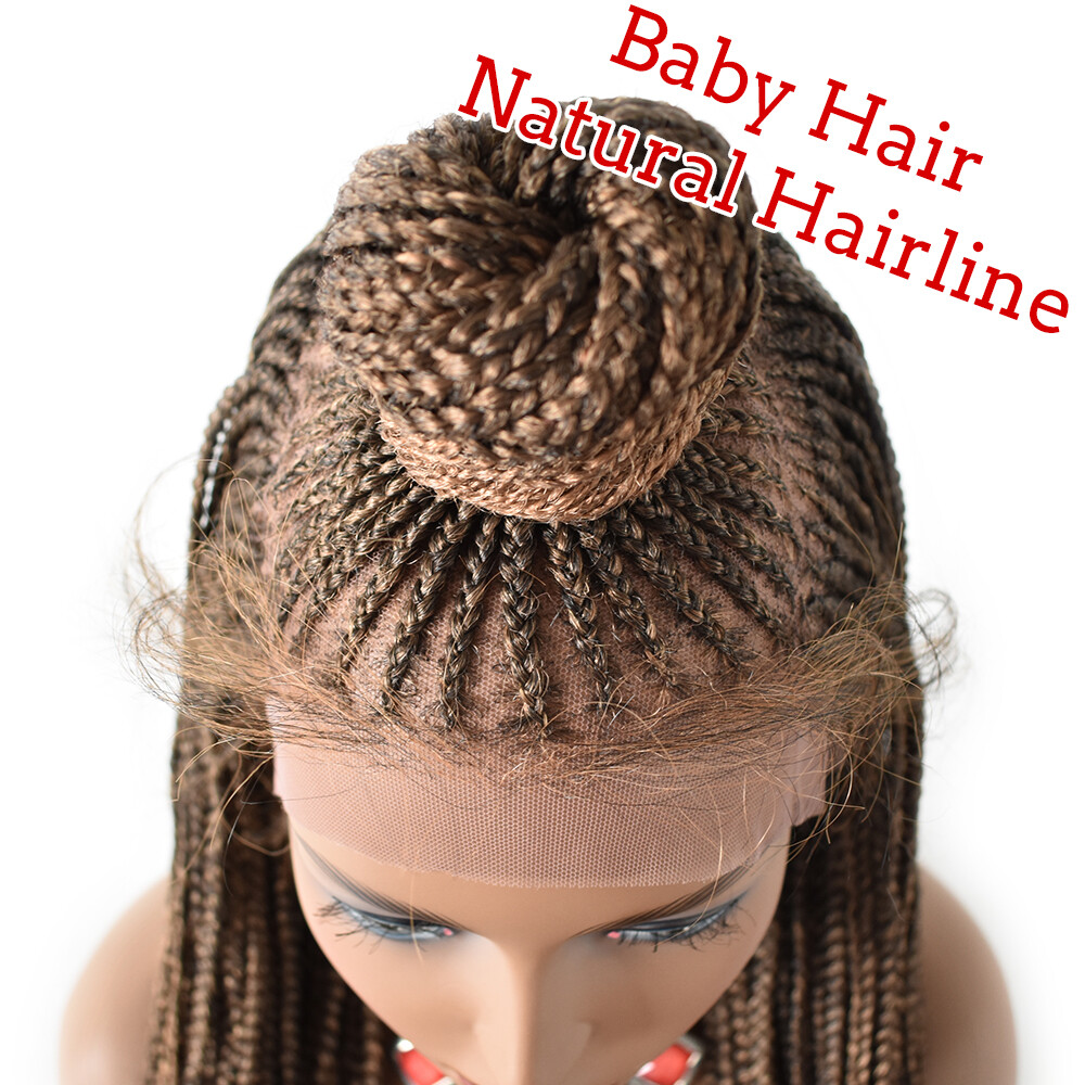 Hand Braided Swiss Lace Front Updo Bun Cornrow Braids Women Wigs Baby Hair 35″