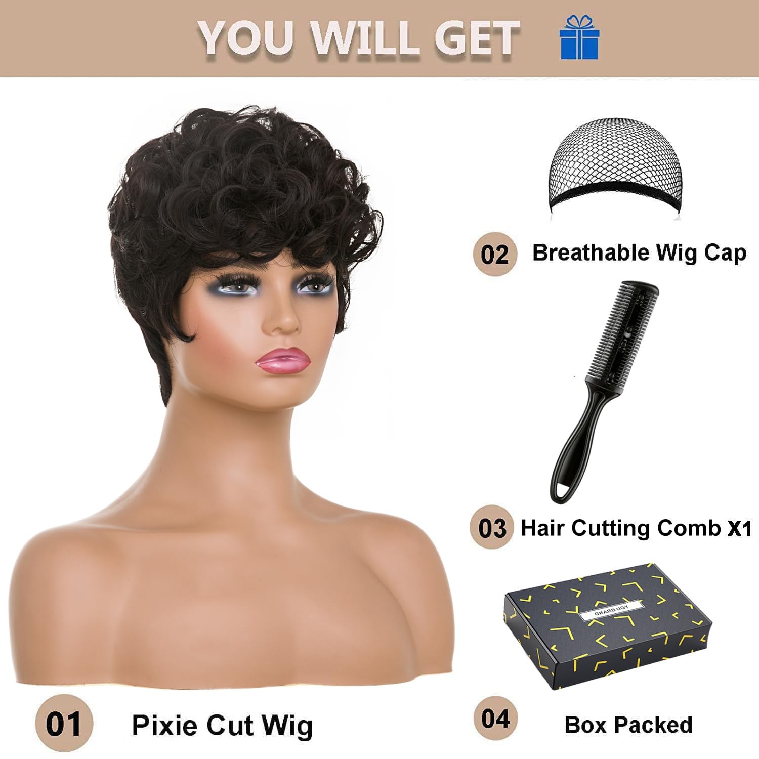 Brown Pixie Cut Wig Short Curly Wigs for Black Women Dark Brown Haitcut Wigs …