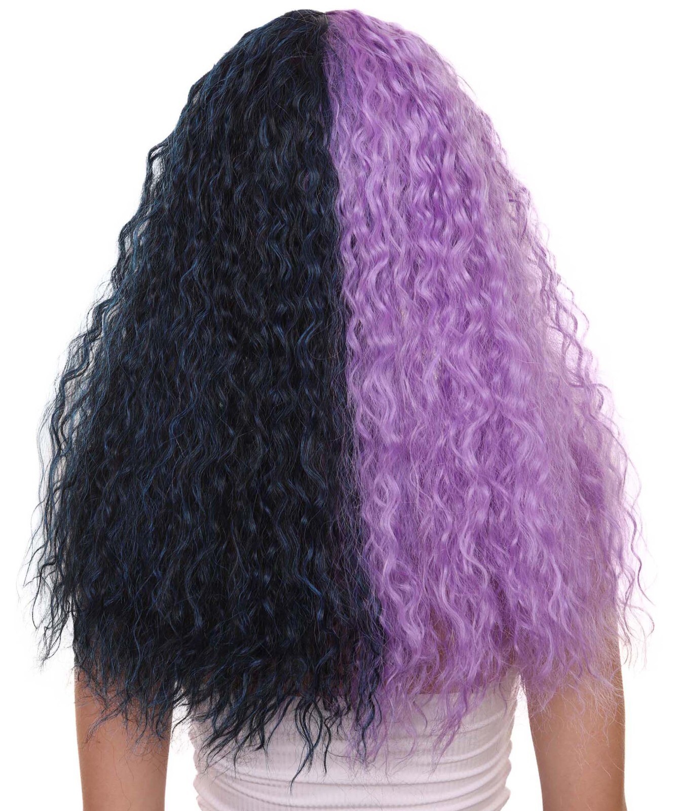 Adult Womens Long Wig, Wavy Purple & Black Wig, Premium Breathable Capless Cap