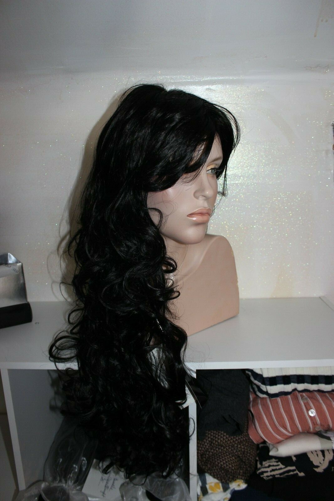 Wig Pro Collection Synthetic Long Wavy Wig 32 inches Bianca in black brown 1b