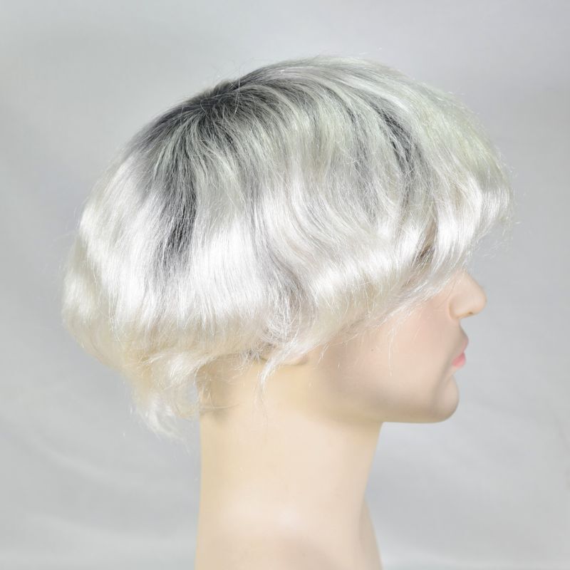 PU0.06-0.08 Hairpiece Mens’ Toupee Black Roots Blonde Toupee for Men 8x10inch