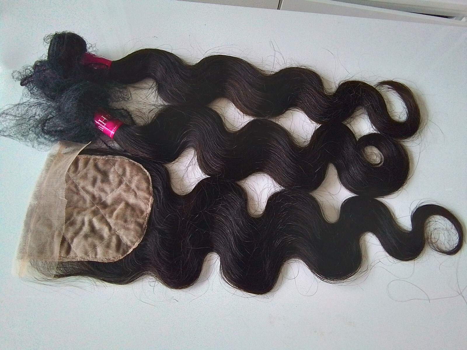 24+26 AND 22INCH 4X4 SILK BASE CLOSURE BRAZILIAN HUMAN HAIR 1b# BODY WAVES 250g