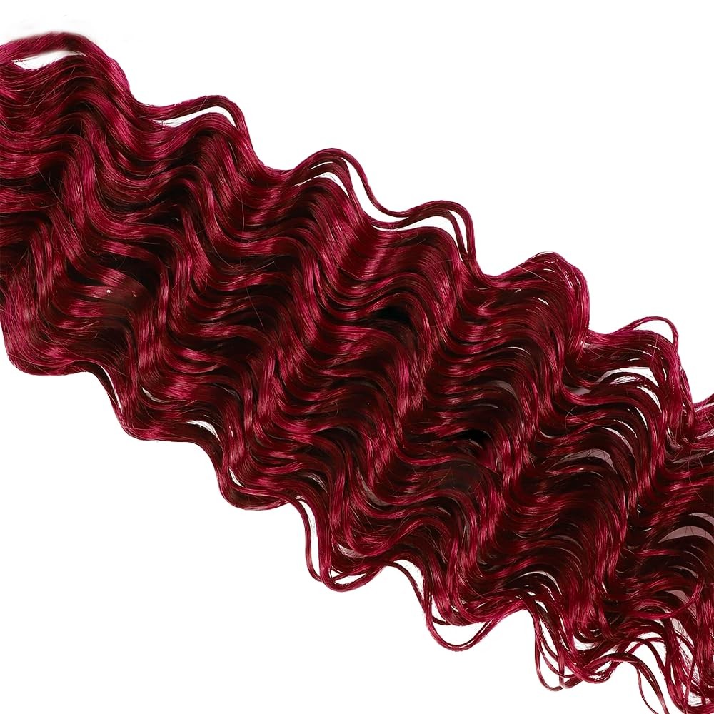 Cnumgunm 30 32 34 Inch 99J Deep Wave Bundles Burgundy Deep Wave Bundle Human