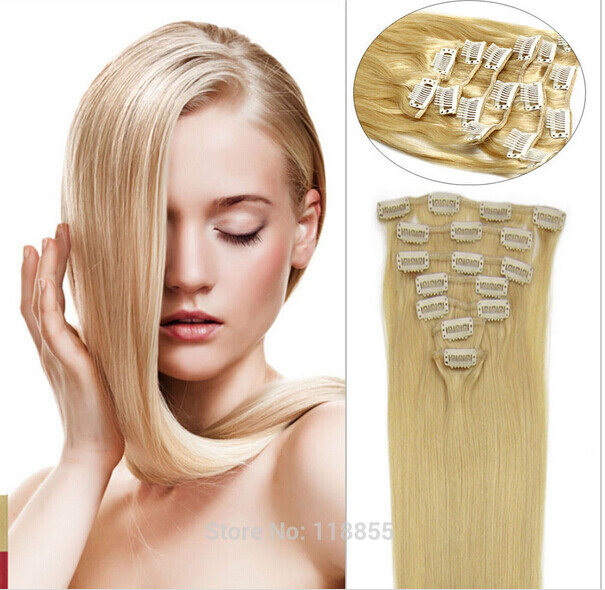 One Piece 100% Real Clip in Remy Human Hair Extensions Full Head Clip Hair Weft